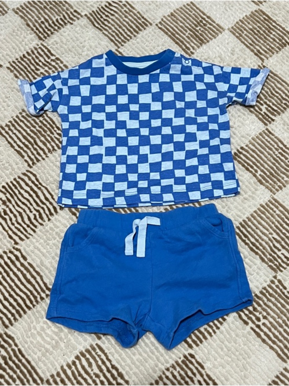 Tucker + Tate Blue Checkerboard Tee and Royal Blue Shorts Set
